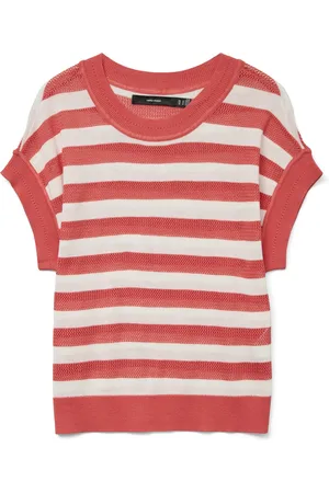VERO MODA Trui Vmnewlexsun Mix Sl O-neck Short Pul 10324935 Dubarry/w. Snow White Dames