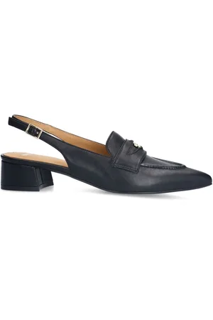 Manfield Dames - Zwarte leren slingbacks