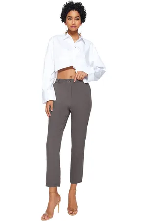 Trendyol Zwarte Basic Cigarette Skinny Leg Geweven Stoffen Broek Twoss19St0038