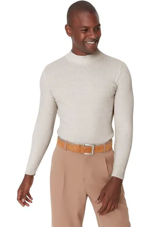 Trendyol Mink Fitted Slim Fit Katoenen Half Turtleneck Geribbelde Trui Tmnaw21Kz0568