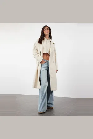 Trendyol Bruine Oversized Wijde Snit Lange Wollen Kasjmier Jas Tweeaw21Kb0038