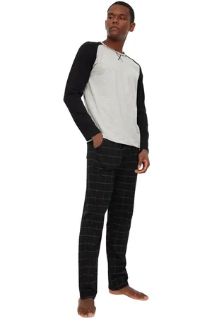 Trendyol Groene 100% Regular Fit Katoenen Geruite Gebreide Pyjamaset Thmaw21Pt0879