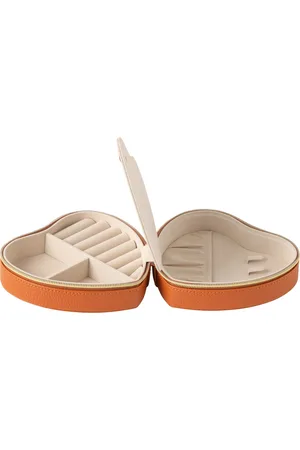 J-line Juwelendoos Hart Kunstleder Cognac - 16x15x7cm