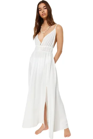 Trendyol Strandkleding Maxi Geweven Geplooide Rugloze Jurk Tbess23El00063