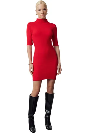 Trendyol Stone Mini-Gebreide Jurk Met Hoge Kraag Twoaw24El00235