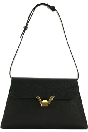 Coccinelle Leren Schoudertas Dorian Handbag Grained Leather Zwart