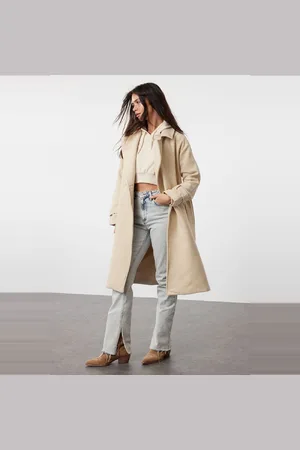 Trendyol Grijze Oversized Lange Wollen Cachetjas Met Wijde Ceintuur Twoaw22Kb0015