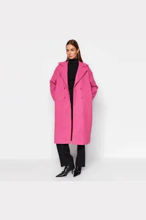 Trendyol Blauwe Oversized, Wijde, Lange Wollen Cachetjas Twoaw21Kb0038