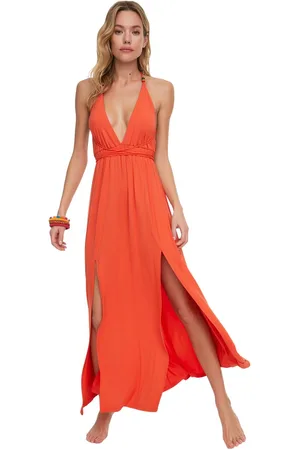 Trendyol Ecru Maxi Strandjurk Met Gebreide Kralen En Accessoires Tbess21El2796