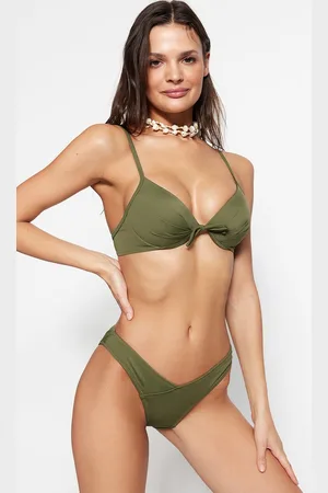 Trendyol Vrouwen Balkon Kaki balconette push-up bikinitop TBESS20BU0237