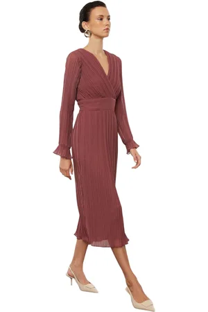 Trendyol Dusty Rose Riem Effen Maxi Geweven Jurk Twoaw24El00478
