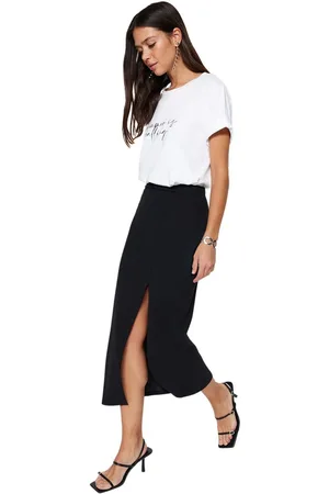 Trendyol Mink Maxi Crêpe Gebreide Kokerrok Twoss23Et00351