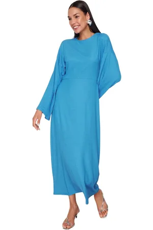Trendyol Bruine Spaanse Mouw Crêpe/Getextureerde Gebreide Jurk Tctss23Eb00210