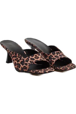 Trendyol Bruine Pantoffels Met Luipaardmotief En Vierkante Neus Voor Dames Met Hak Belastingss24To00019