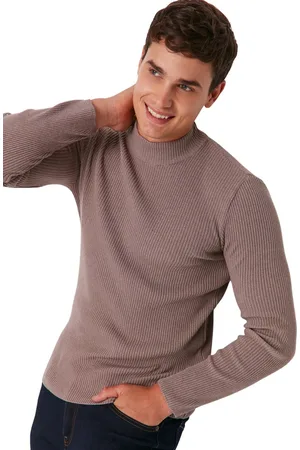 Trendyol Zwarte, Getailleerde, Slim Fit Katoenen, Half Coltrui Met Ribgebreide Breisels Tmnaw21Kz0568