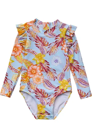 Snapper Rock UV Zwempak voor meisjes - Lange mouw - Boho Tropical - - maat 4 (97-104cm)
