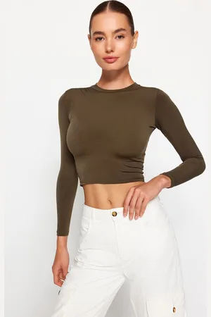 Trendyol Bordeauxrode Getailleerde/Eenvoudige, Geplooide, Elastische Gebreide Blouse Met Lange Mouwen Twoaw23El01391