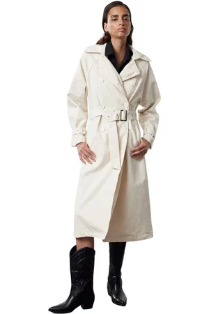 Trendyol Blauwe Denim Trenchcoat Met Riem Twoss23Tr00028