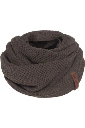 Knit Factory Coco Gebreide Colsjaal - Ronde Sjaal - Nekwarmer - Wollen Sjaal - Bruine Colsjaal - Dames sjaal - Heren sjaal - Unisex - - One Size