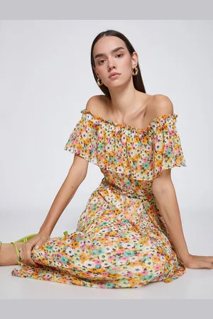 Koton Bloemen Lange Jurk Off-Shoulder
