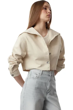 Trendyol Crop Collar Gedetailleerde Denim Jas Twoaw25Ce00005