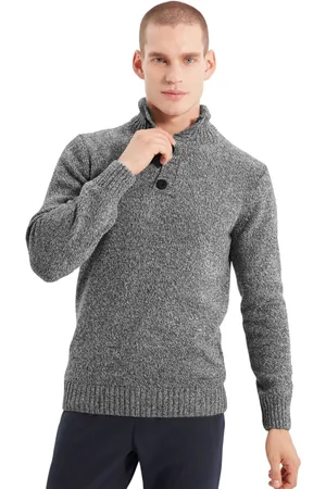 Trendyol Indigo Casual Slim Wol Half Turtleneck Gevlekte Breiwerk Trui Tmnaw21Kz0394