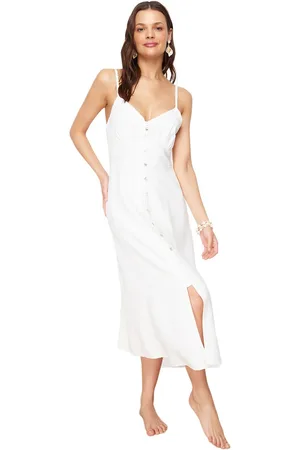 Trendyol Strandkleding Ecru Midi Geweven Jurk Tbess24El00153