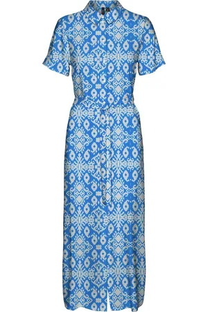 VERO MODA VMEASY JOY S/S LONG SHIRT DRESS WVN GA - Dames - Maxi jurken