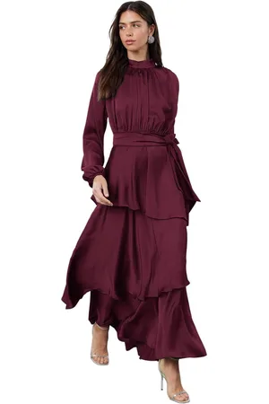 Trendyol Marineblauwe Rok Gelaagd Satijn Geweven Avondjurk/Nachtjurk Tctss24Db00050