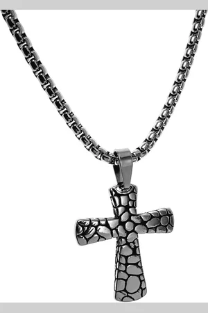 esde2 Jasseron-Ketting + Grote Kruis Hanger Unisex - Gepolijst RVS - Kruishanger met Ketting 60cm x 5mm - Dames – Heren