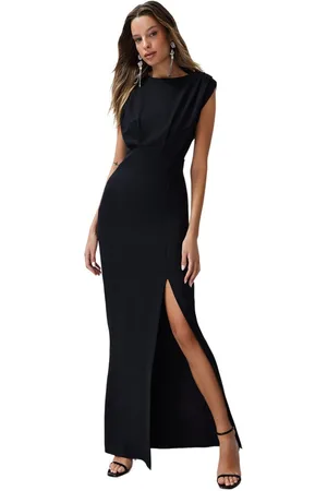 Trendyol Olie Gevoerde Geweven Lange Elegante Avondjurk Tprss24Ae00087