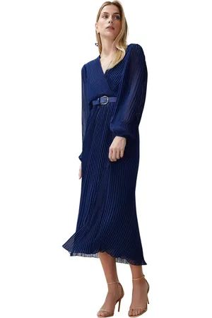 Trendyol Bruine Riem Effen Riem Maxi Geweven Jurk Twoaw24El00471