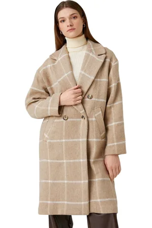 Koton Kameelhaar Geruite Jas Voor Dames 3Wak00194Ew