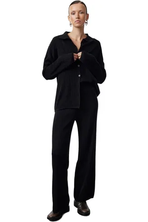 Trendyol Zwarte Basic Polo Neck Knitwear Bottom-Top Set Twoaw25Au00049
