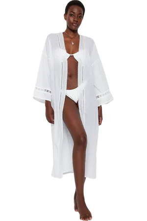Trendyol Roze Riem Midi Geweven Strip Accessoire 100% Katoenen Strandkimono & Kaftan Tbess21Km0008