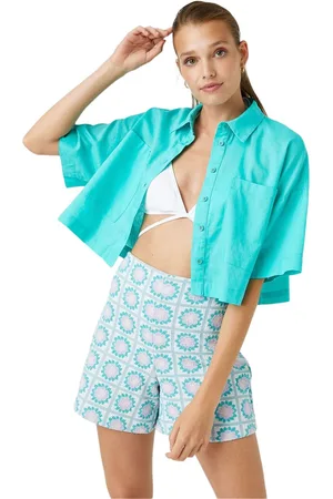 Koton Oversized Crop-Shirt Van Linnenmix