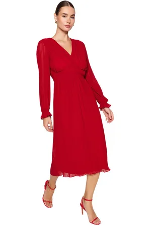 Trendyol Dusty Rose Riem Effen Maxi Geweven Jurk Twoaw24El00478
