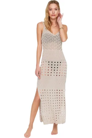 Trendyol Zwarte Bodycon Maxi Knit Slit Beach Jurk Tbess22El2917