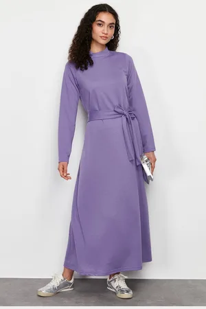 Trendyol Zwarte Gebreide Jurk Met Riem En Staande Kraag Tctss24Eb00122