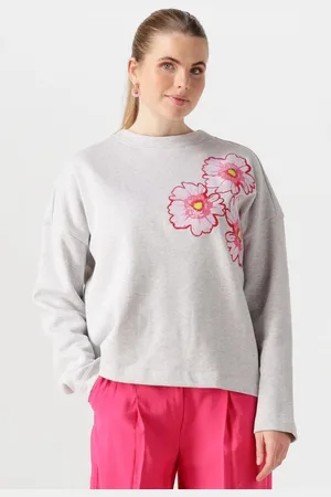 POM Amsterdam Floral Grey Melange Truien & vesten Dames - Sweater - Hoodie - Vest-