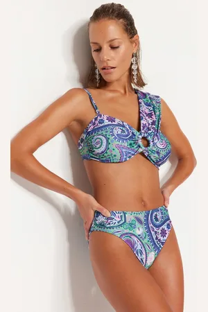 Trendyol Bikinibroekje Met Hoge Taille En Paisleymotief En Normale Pijpen Tbess23Ba00263