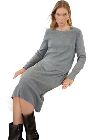 Trendyol Mink Maxi Knitwear Jurk Van Premium Garen/Speciaal Garen Twoaw24El00100