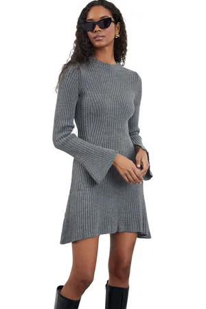 Trendyol Antraciet Mini Knitwear A-Lijnjurk Twoaw25El00030