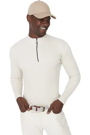 Trendyol Getailleerd Slim Fit Katoenen Halve Turtleneck Ritssluiting Kraag Geribbelde Trui Tmnaw20Kz1034