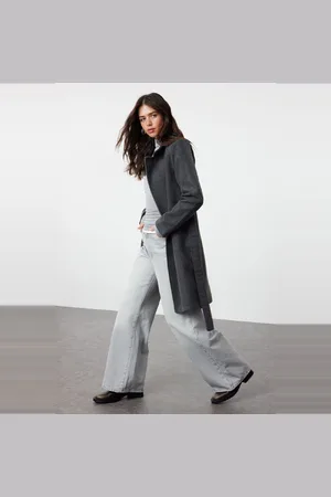 Trendyol Zwarte Lange Wollen Kasjmier Jas Met Riem Twoaw20Kb0033