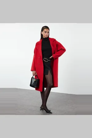 Trendyol Bruine Oversized Wijde Snit Lange Wollen Kasjmier Jas Tweeaw21Kb0038