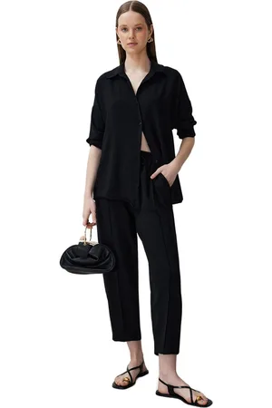 Trendyol Zwart Geweven Shirt-Broek Aerobin-Pak Twoss24Au00038