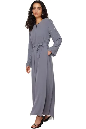 Trendyol Grijze Stenen Accessoire Geweven Cape & Abaya & Jalabiya Tctss24Kf00019