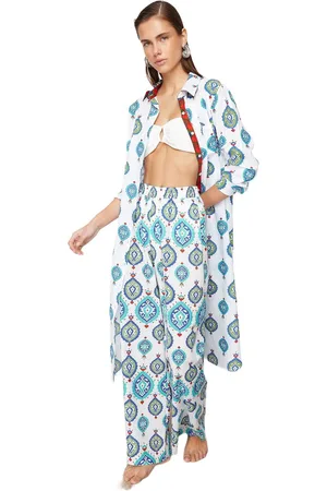Trendyol Etnisch Patroon Midi Geweven Strand Kimono & Kaftan Tbess21Km0010