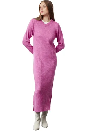 Trendyol Roze Gebreide Jurk Met Zachte Textuur Tctaw25Eb00067